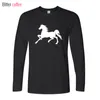 T-shirt da uomo Divertente stampa cavallo T-shirt da uomo Autunno Streetwear In nero Moda allentata Top a maniche lunghe T-shirt Taglia europea