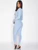 Women's Jumpsuits Rompers Streetwear White Knitted Sexy Bodycon Lucky Label Jumpsuit Women Overall Long Sleeve Skinny Rompers Womens Jumpsuit Female 230210