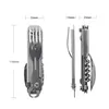 Camp Kitchen Folding Camping Cutlery Multi-function Portable Tableware Knife Fork Spoon Bottle Opener Outdoor Cutlery Camping Equipment 230210