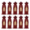 Gift Wrap 10pcs12pcs Rustic Jute Burlap Wine Bags Drawstring Wine Bottle Covers Reusable Bottle Wrap Gift Package Wine Bags 230209