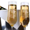 Other Festive Party Supplies 2Pcs Set Personalized Mr and Mrs Champagne Flutes Custom Bride Groom Name Glasses for Wedding Toasting Gift Bridal Shower 230209