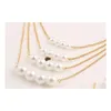 Pendant Necklaces Pendants For Women Korean Turkish Jewlery 18K Gold Plated Chain Long Charms Chains Pearl Drop Delivery Jewelry Dh7Uw