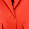 Womens Two Piece Pants High Quality Fashion Designer Blazer Suit Set Single Button Red Flare 230209