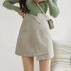 Skirts PU Leather Mini Skirt For Young Women 2023 Autumn And Winter Asymmetrical High Waist Sexy Short Fashion SXHBSQ707