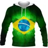 Мужские толстовок толстовок бразильский флаг хип -хоп толстовки мужчины, женщины 3D -печать толстовки Harajuku в стиле капюшона. Обычная пуловерная куртка 230209
