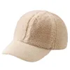 Casquettes de Baseball pour femmes, chapeaux chauds en poly polaire, casquette de Baseball en velours côtelé uni réglable pour dames, Beige blanc marron G230209