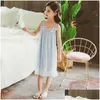 Startseite Kleidung Sommer Mädchen Prinzessin Nachthemd Kinder Pyjamas Kleid Kinder Hosenträger Rüschen Bequeme Lose Nachthemd Baumwolle 210 Dhfdh