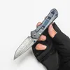 Custom Chris Reeve Folding Knife Inkosi Blue TC4 Titanium Handle Real Damascus Blade Portable Pocket EDC Outdoor Equipment Tactical Perfect Survival Tools