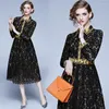 Casual Dresses Summer Fall Lace Spliced Hollow Out Bow V-Neck 3/4 Flare Sleeve Women Sweet Elegant Temperament Tunic Midi Ball Gown Dress