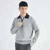 Hommes chandails hommes tricots demi fermeture éclair décolleté automne hiver garder au chaud revers tricot pull pull pour l'extérieur