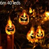 Strings 6m 40leds Halloween Led String Lights Pumpkin Ghost Bat Garland Licht Lantaarn Outdoor Garden Huisfeest Holiday Decora Batterij