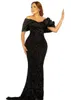 2023 Plus Size Black Mermaid Prom Dresses Sequed Encisted Sexy Evening Party Second Sextreed Drontmaid Bridessmaid Bc15033 J0210