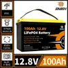 12 V 100 Ah LiFePO4-Akku, Lithium-Eisenphosphat-Batteriezelle, integriertes BMS für Solarstromanlage, Wohnmobil, Haus-Trolling-Motor