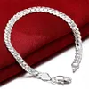 Link Chain Pure 925 Sterling Silver Bracelet Fashion Unisex 5MM Flat Snake Chain Lobster Clasp Collares Bracelet For Women Men Pulseira G230208