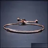 Bangle Fashion Copper embutido zirc￣o feminino pulseira de ouro rosa cor de ouro ￚnica linha Zrcon ajust￡vel para menina entrega de gota de queda judeu dhmdf