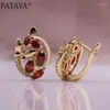 Kolczyki Dangle Pataya Design Woda Drop Naturalny cyrkon 585 Rose Gold Kolor Mash