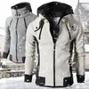 Giacche da uomo 2023 Cerniera Uomo Autunno Inverno Moda Maschile Collo alto Tasche a maniche lunghe Felpa con cappuccio Cappotti caldi Outwear SlimFit