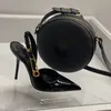 Épingle de sécurité Slingback en cuir de veau verni Escarpins chaussures talons aiguilles sandales à bout pointu femme de luxe Designer robe chaussure soirée usine chaussures