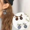 Gestüt Ohrringe 2023 Ankunft Retro Runde Holz Brincoos Oorbellen Velvet Bow Frauen Temperament Langer geometrischer DIY -Schmuck