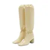 Bottes élasticité Slim équitation femme automne hiver chaussette femmes talons ronds genou haut orteil plate-forme dame chaussure