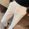 Męskie spodnie jesienne zimowe pantelony hombre moda gofrowe biznesowe kombinezon dla mężczyzn odzież 2023 Slim FIT Formalne spodnie 36 Y2302