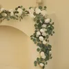 Decorative Flowers Wreaths PARTY JOY 2.1M Fake Peony Rose Vines Artificial Flowers Garland Eucalyptus Hanging Plant for Wedding Arch Door Party Table Decor 230210