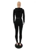 Women's Two Piece Pants Aualay Fall Casual Bandage Black 2 Sets Womens Outifits Long Sleeve Crop Hoodies Skinny Matching Female