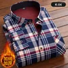 Men's Casual Shirts Men Fleece Shirt 2023 Autumn Winter Male Long Sleeve Plaid Thick Lined Soft Flannel Warm Dress 5XL