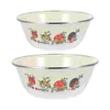 Bowls Bowl Enamel Basin Servingenamelware Vintage Pot Mixing Iron Noodles Kitchentureen Cereal Enameled Vegetable Curly Soup