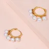 Hoop Ohrringe Gold Farbe Für Frauen Einfache Quaste Drop Perle Dame Schmuck Retro Hochzeit Party Huggies Ohrring Exquisites Design