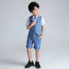 의류 세트 어린이 공식 웨딩 슈트 소년 vestpantsshirtbowtie 4pcs 턱시도 드레스 아이 여름 영국 사진 블레이저 의상 W230210