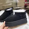 5 cm vrouwen ultra mini -platform sneeuwschapenvin schapenvacht skarling houtskool kastanje zwart bruin mode comfort winter dames designer laarsjes