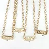 Kedjor 5st Gold Geometric Bar Pendant Simple Engraved CZ Lucky Lucky Letter Charm Necklace For Lover Giftchains