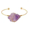 Braccialetto Viola Pietra Naturale Filo Avvolto Irregolare Quarzo Grezzo Bracciale Aperto Braccialetti Di Cristallo Per Gioielli Da Donna