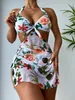 3 Piece Bikini Set with Skirt for Women Halter Bikinis 2023 Brazilian Woman Tie Swimsuits 3 Pieces Stylish Summer Outlet Bikini