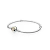 925 Sterling Silver Snake Chain Charm Bracelet for Pandora CZ Diamond Wedding Party Jewelry For Women Girlfriend Gift Gold plated Clasp Bracelets with Original Box