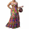 エスニック服アフリカマキシドレス女性のためのエレガントな Daseki 夏スパゲッティストラップドレス伝統的なアフリカカフタン妖精ロング