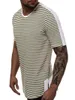 Men's T Shirts Summer Men's T-shirt Striped Casual Round Neck Fashion Patchwork Short Sleeve Tee