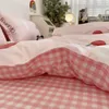 Ensembles de literie rose cerise filles housse de couette linge de lit taies d'oreiller feuille bonne qualité couette dessin animé princesse literie