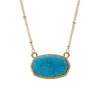 Necklaces Resin Oval Druzy Necklace Gold Color Chain Drusy Hexagon Style Luxury Designer Brand Fashion Jewelry for Women