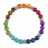 Bracelet pierre naturelle oeil de tigre 7 Bracelets Chakra Bracelets Yoga perles d'équilibre bouddha prière Bracelet élastique hommes Masculina