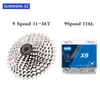 s SUNSHINE 9 Speed Cassette KMC Set 9V MTB Bicycle freewheel with Bike Chain for Shimano// Avid 0210