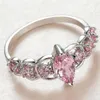 Wedding Rings Marquise Pink Stone Ring Luxury Engagement For Women Jewelry Vintage Fashion Silver Color Crystal Zircon Gift