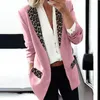 Women's Suits Office Lady Blazer Formal Leopard Print Long Sleeve Suit Coat Lapel Jacket For Daily Wear