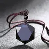 Pendentif Colliers Mode Bijoux Chanceux Bénédiction Collier Noir Obsidienne Amulette Forme Hexagramme