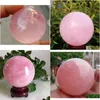 Oggetti decorativi Figurine Natural Pink Rose Quartz Crystal Healing Ball Sfera Add Stand 201125 Drop Delivery Home Garden Decor Dhkfi
