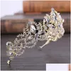 Headpieces Luxury Bridal Crown Sparkle Rhinestone Crystals Roayal Wedding Crowns Crystal Veil Headband Hair Accessories Party Tiaras Dhr6Q