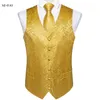 Men's Vests Formal Dress Gold Blue Black Paisley Wedding Suit Vest Formal Business Men Tuxedo Waistcoat Vest Suit Bow Tie Set DiBanGu 230210