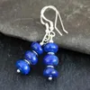 Boucles d'oreilles pendantes Lapis Lazuli naturel Perles de pierres précieuses Silvering Crochet d'oreille Fête Cadeaux de vacances SAINT VALENTIN Accessoires de Noël Chanceux