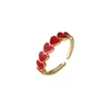 Klusterringar Hecheng Colorful Emamel Heart Stacking Justerbar öppen fingerring för kvinnor Minimalistiska smycken Present Partihandel